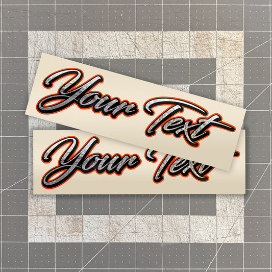 Silver Foil Decal x2 - Script Font / 3 Layer Vinyl
