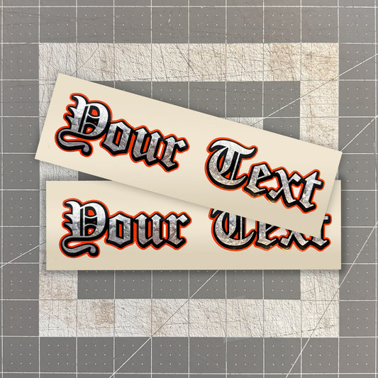Silver Foil Decal x2 - Old E Font / 3 Layer Vinyl