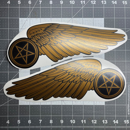 Pentagram Motorcycle Tank Decal / Soft Metallic Copper