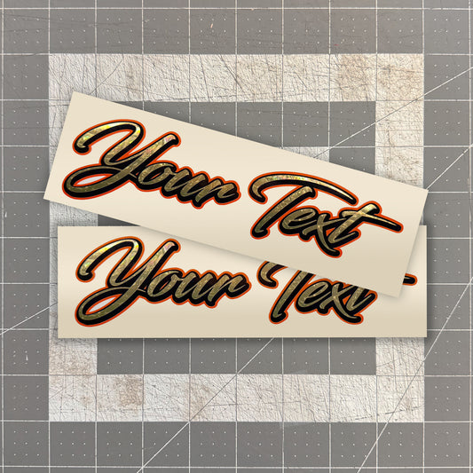 Gold Foil Decal x2 - Script Font / 3 Layer Vinyl