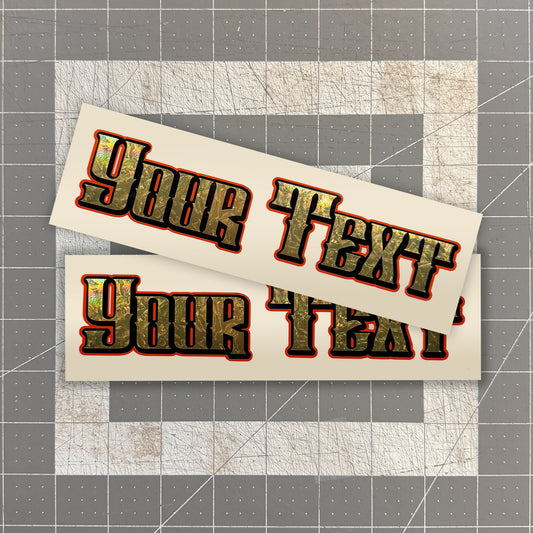 Gold Foil Decal x2 - Old School Font / 3 Layer Vinyl