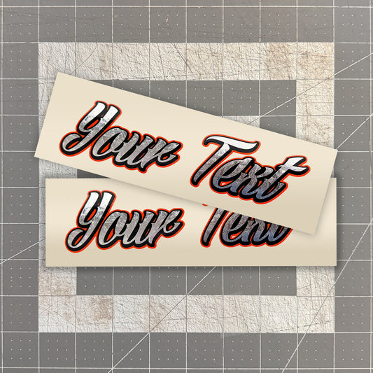 Silver Foil Decal x2 - Heavy Script Font / 3 Layer Vinyl