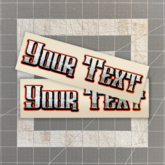 Silver Foil Decal x2 - Old School Font / 3 Layer Vinyl