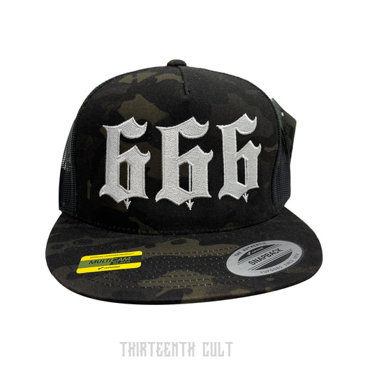 Embroidered 666 Snapback / Black Multicam