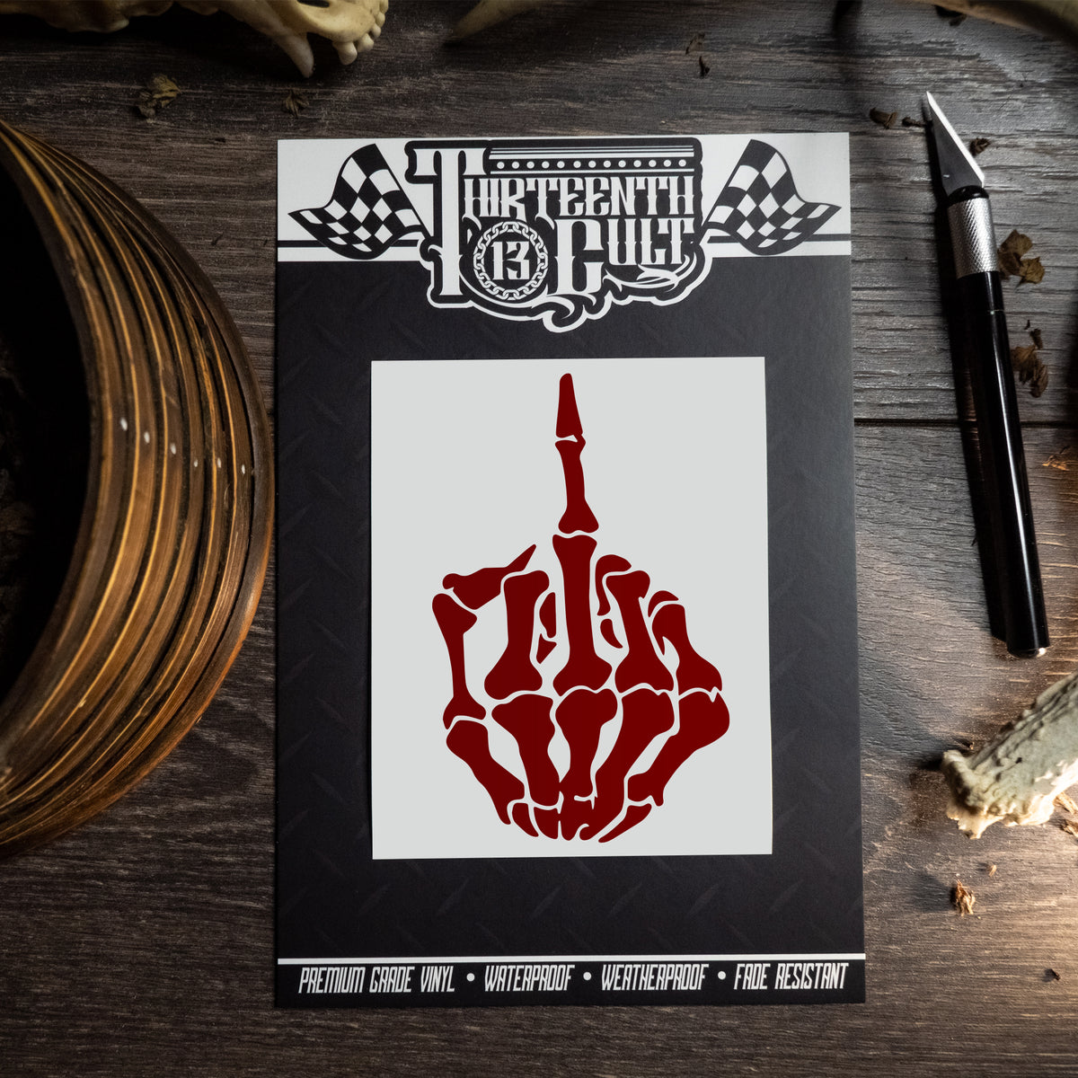Skeleton Middle Finger Sticker Skeleton Middle Finger / Vinyl Decal – 13THCULT