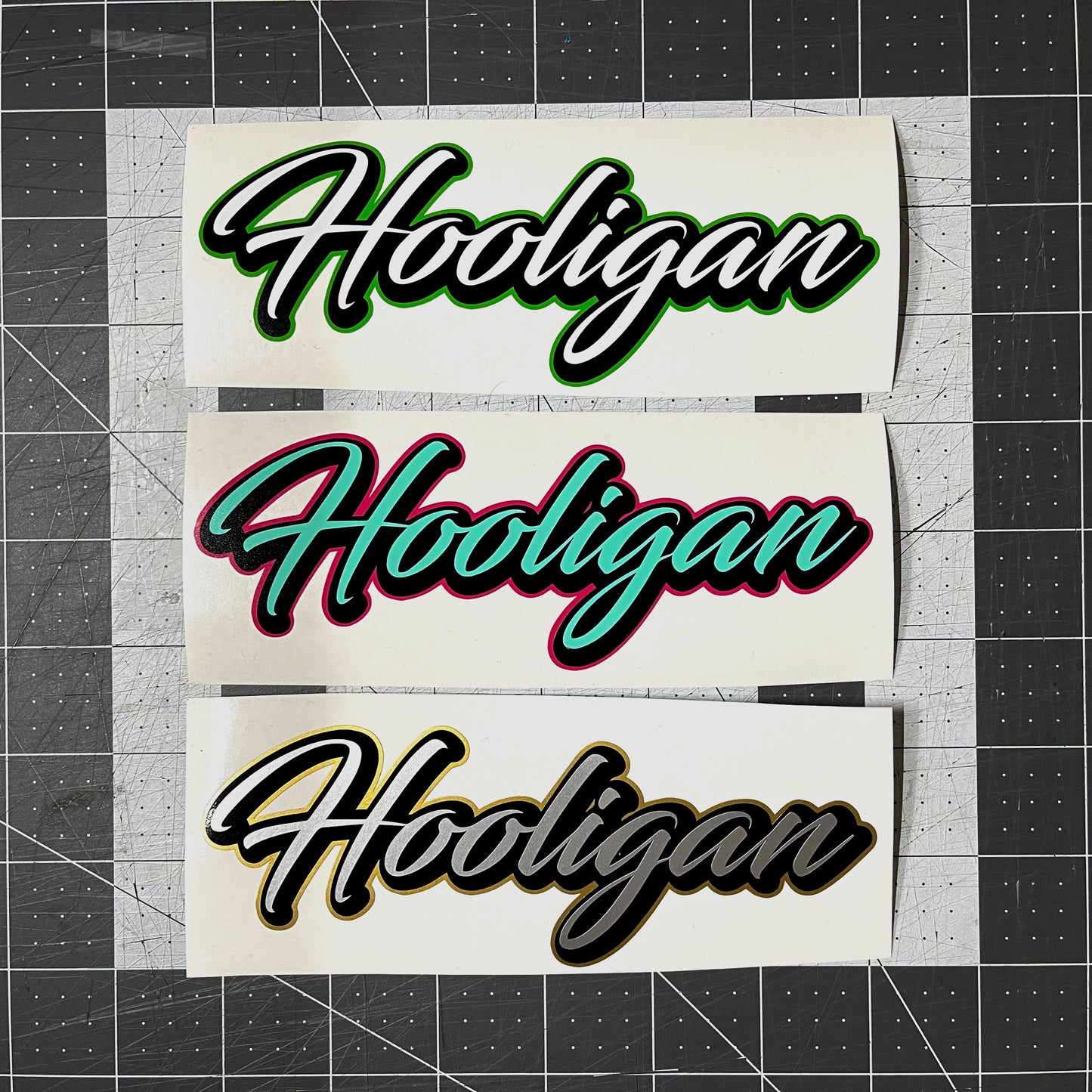 Custom Helmet Decal x2 - Script Font / 3 Layer Vinyl