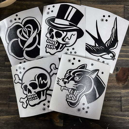 Traditional Tattoo Pack 1 (Set of 5 ) Vinyl Decals